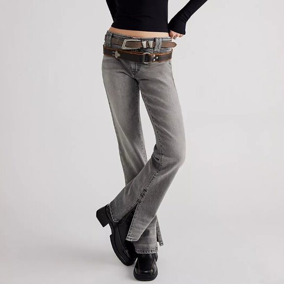 Free People Denim - Free People Stillwater Low-Rise Slim Flare Jeans 32 Charcoal‎ Grey